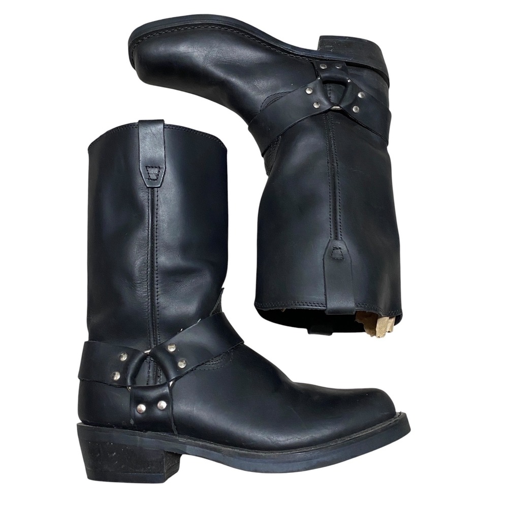 Vintage Black Leather Engineer Boots Size 10